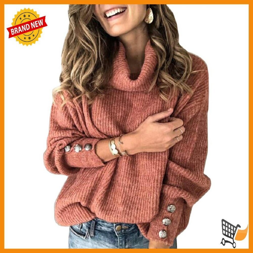 Oversized Chunky Turtleneck Sweater Winter Pullover Loose Knit